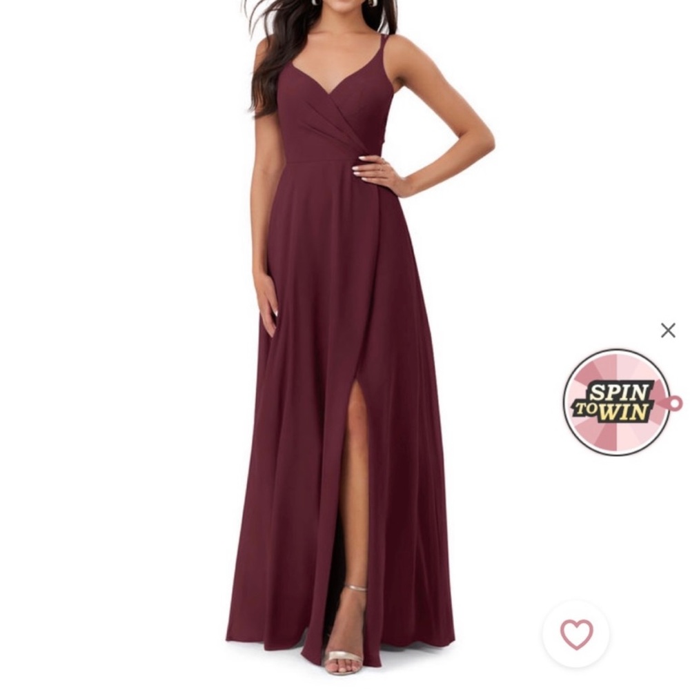 Azazie Floor Length Chiffon Thana Bridesmaid Dress in Cabernet Size 4